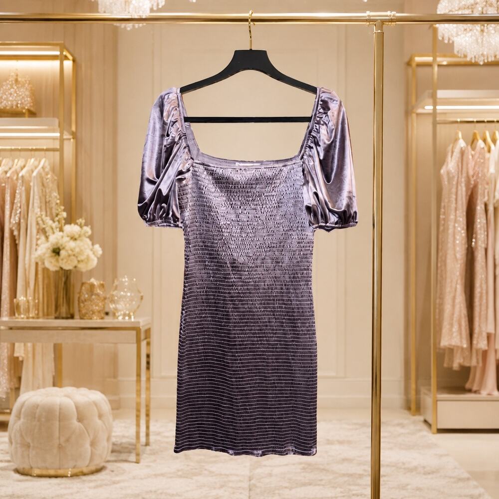 Free People Mare Mare Purple Velveteen Off Shoulder Ruched Dress NWT M Cocktail